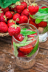 Image showing glass of refreshing strawberry cocktail