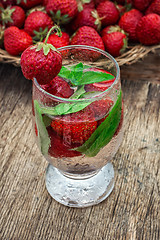 Image showing glass of refreshing strawberry cocktail