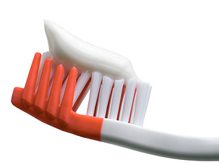 Image showing Toothbrush with toothpaste isolated on white background