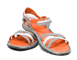 Image showing Pair of summer sandals on white background