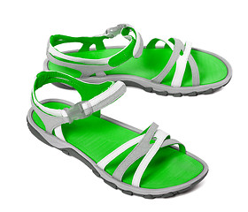 Image showing Pair of summer sandals on white background