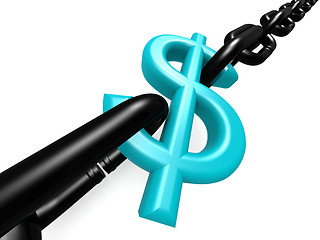 Image showing Blue dollar and chain