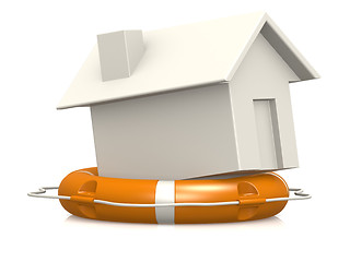 Image showing Life buoy with house