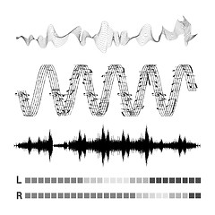 Image showing Vector sound waves set