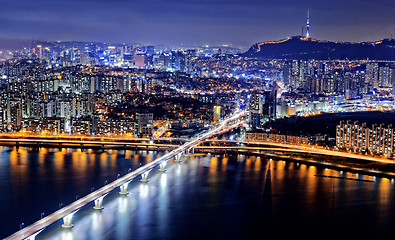 Image showing Seoul at night, South Korea
