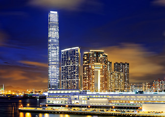 Image showing Kowloon office buildings at night