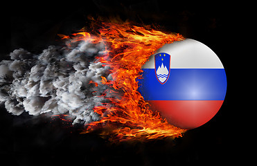 Image showing Flag with a trail of fire and smoke - Slovenia