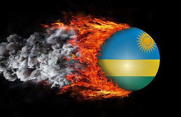 Image showing Flag with a trail of fire and smoke - Rwanda