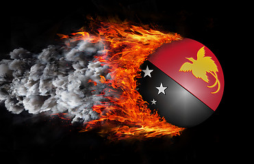 Image showing Flag with a trail of fire and smoke - Papua New Guinea