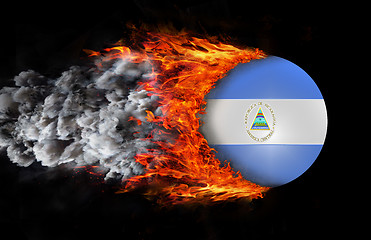 Image showing Flag with a trail of fire and smoke - Nicaragua