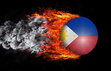 Image showing Flag with a trail of fire and smoke - Philippines