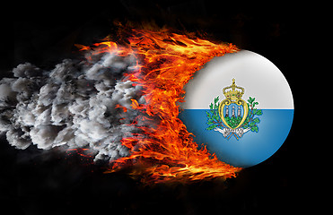 Image showing Flag with a trail of fire and smoke - San Marino