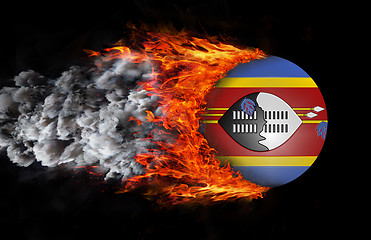 Image showing Flag with a trail of fire and smoke - Swaziland