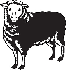 Image showing Sheep Side View Woodcut