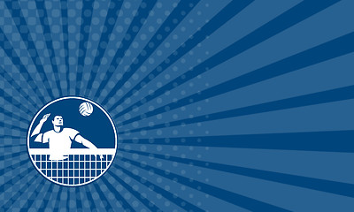 Image showing Business card Volleyball Player Spiking Ball Circle Icon
