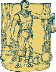 Image showing Strongman Lifting Weight Drawing 