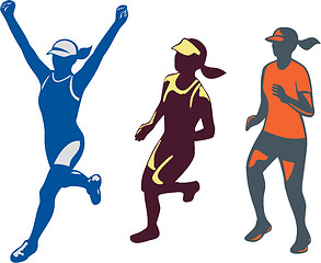 Image showing Female Triathlete Marathon Runner Collection