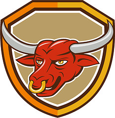 Image showing Texas Longhorn Red Bull Head Shield Cartoon