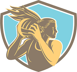 Image showing Netball Player Rebound Ball Shield Retro