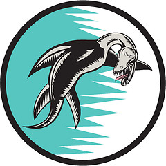 Image showing Sea Serpent Circle Woodcut