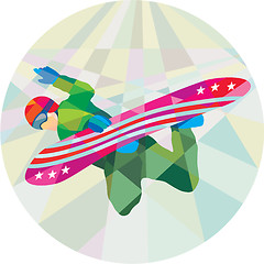 Image showing Snowboarder Snowboard Jumping Low Polygon