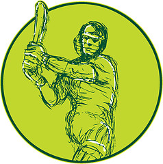 Image showing Cricket Player Batsman Batting Drawing