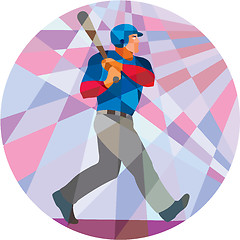 Image showing Baseball Batter Hitter Batting Low Polygon