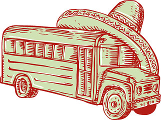 Image showing Sombrero School Bus Etching