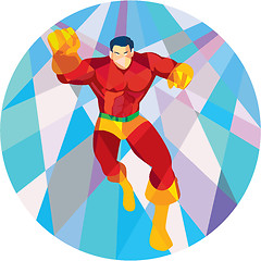 Image showing Superhero Running Punching Low Polygon