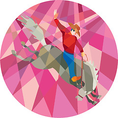 Image showing Rodeo Cowboy Riding Bucking Bronco Low Polygon