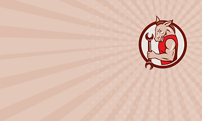 Image showing Business card Donkey Mechanic Spanner Mascot Circle Retro