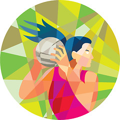 Image showing Netball Player Ball Rebound Low Polygon