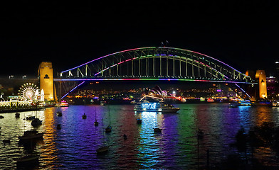 Image showing Vivid Sydney and harbour views from Lavender Bay