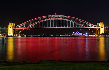 Image showing Sydney Harbour Bridge in Red