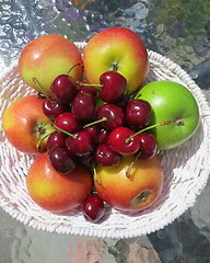 Image showing Apples and cherries