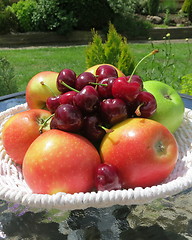 Image showing Apples and cherries