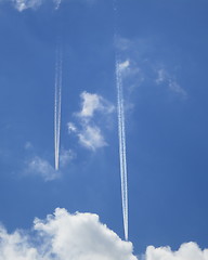 Image showing Sign after aeroplane on the sky