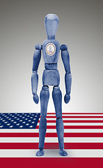 Image showing Wood figure mannequin with US state flag bodypaint - Virginia