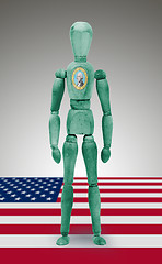 Image showing Wood figure mannequin with US state flag bodypaint - Washington