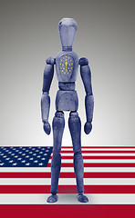 Image showing Wood figure mannequin with US state flag bodypaint - Indiana