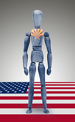 Image showing Wood figure mannequin with US state flag bodypaint - Arizona