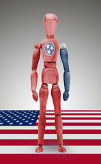 Image showing Wood figure mannequin with US state flag bodypaint - Tennessee