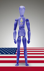 Image showing Wood figure mannequin with US state flag bodypaint - Kansas