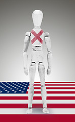 Image showing Wood figure mannequin with US state flag bodypaint - Alabama