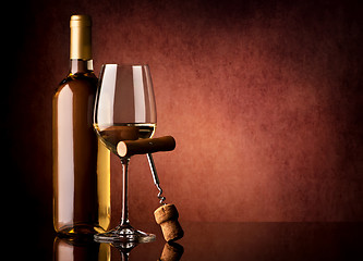 Image showing Wine and corkscrew