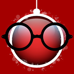 Image showing Merry Christmas Red Ball with Glasses