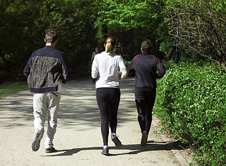 Image showing Group of friends running in the park