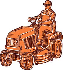 Image showing Gardener Ride-On Mower Etching