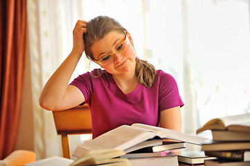 Image showing Teenage girl studying 