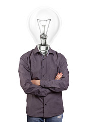 Image showing Lamp Head Man With Folded Hands